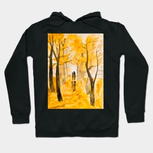 Couple on autumn alley Hoodie